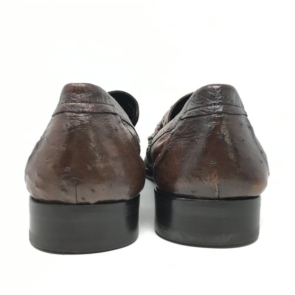 Men\'s Mezlan Platinum Cannes Loafers Shoes Size 12 Brown Full Ostrich Quill main image 8